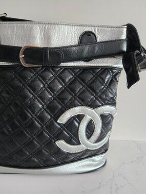 CHANEL Ligne Cambon Quilted Messenger Handbag
